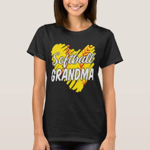 T-shirt Softball Ball Heart Fête des mères de grand-mère m