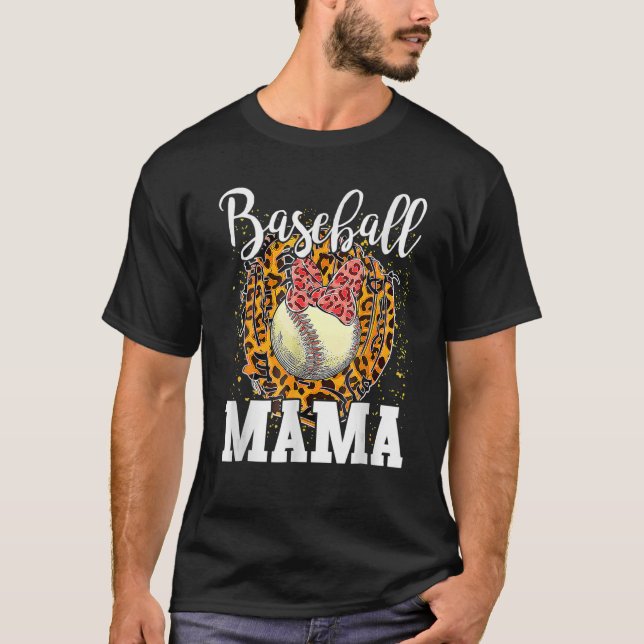 T-shirt Softball Baseball Mama Leopard Teeball Maman Cadea (Devant)