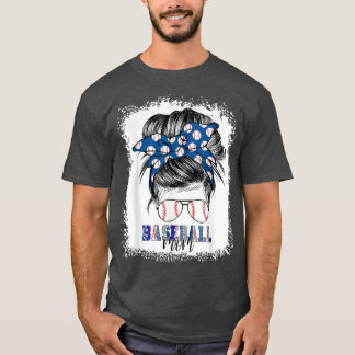 T-shirt Softball Baseball Maman Messy Bun Fête des mères M