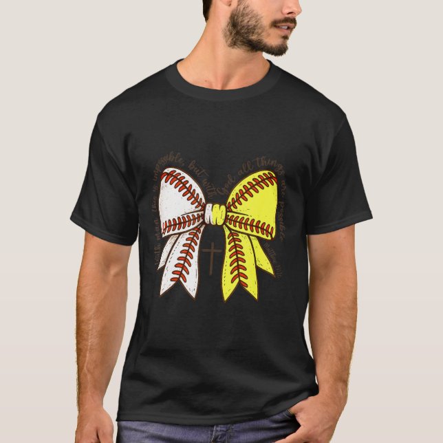 T-shirt Softball Baseball Mom Bow Christian With Man This  (Devant)