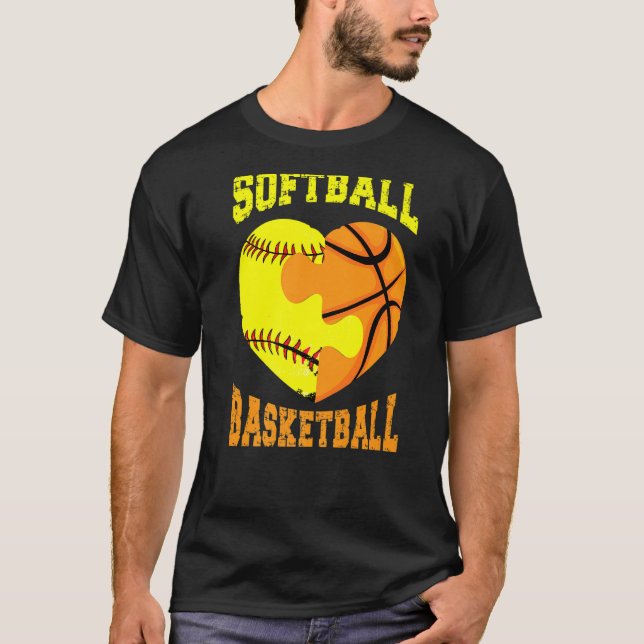 T-shirt Softball Basketball Sports  Heart Activity Hobby F (Devant)