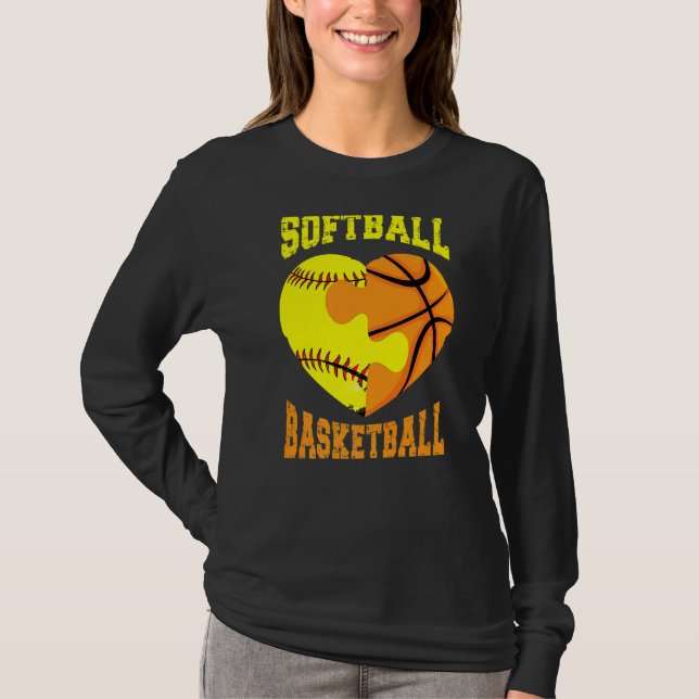 T-shirt Softball Basketball Sports  Heart Activity Hobby F (Devant)