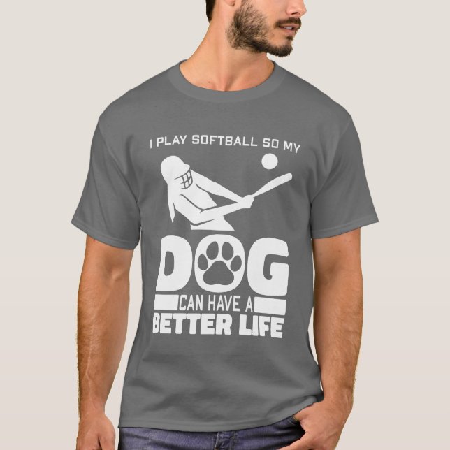 T-shirt Softball Chien amis de la famille (Devant)