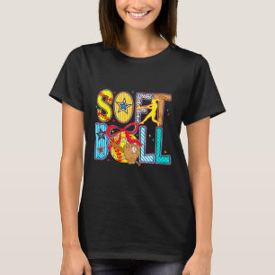 T-shirt Softball Coquette Bow Jour de baseball Fan Cheval