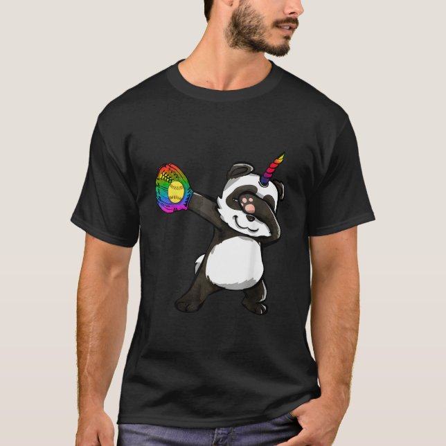 T-shirt Softball Dabbing Pandicorn Panda (Devant)