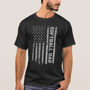 T-shirt Softball Dad America Us Flag Patriot Vintage