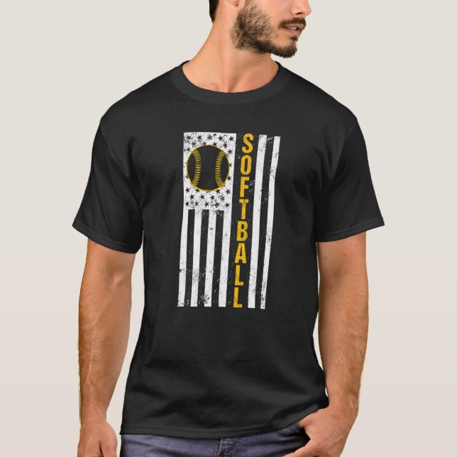 T-shirt Softball Drapeau Softball Coach Outfit Softball Pl (Devant)