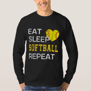 T-shirt Softball Eat Sleep Softball Répétition