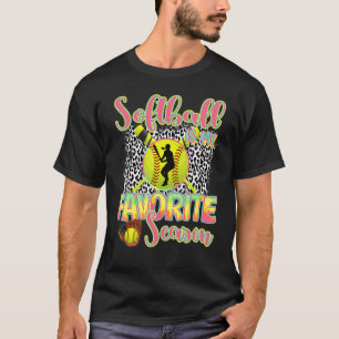T-shirt Softball Est Ma Saison Favorite Leopard Softball S