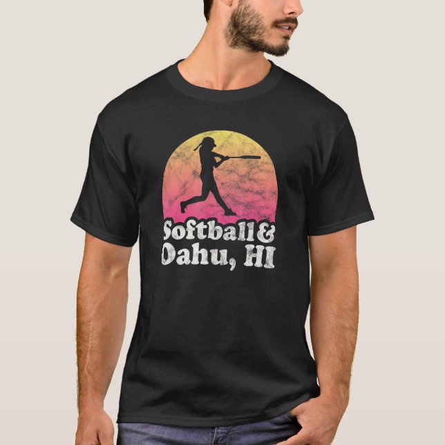 T-shirt Softball Et Oahu Hi Femmes Ou Filles Hawaii (Devant)