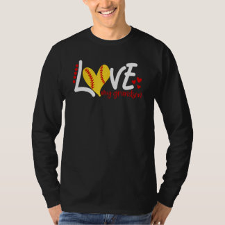 T-shirt Softball Féminin Amour de mon Petit-Fils pour Hom