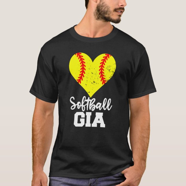 T-shirt Softball Gia Softball Heart Grandma Gia (Devant)