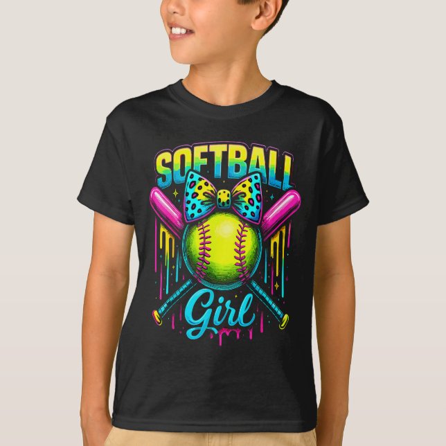 T-shirt Softball Girl Drip Funny Softball Player  (Devant)