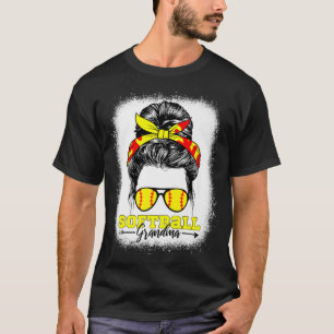 T-shirt Softball Grand-mère Bleached Messy Bun Softball Am