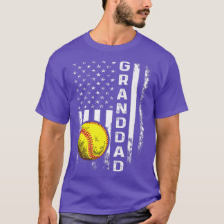 T-shirt Softball grand-père américain Drapeau Vintage Noël