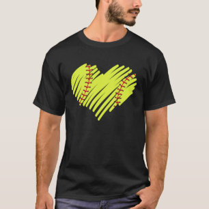 T-shirt Softball Heart Ball Maman Papa Hommes Femmes Baseb