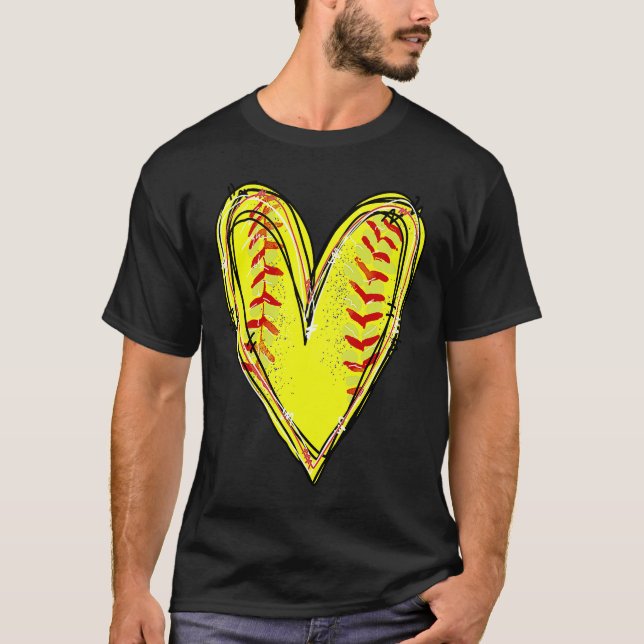 T-shirt Softball Heart Love Softball Mom Softball Game Day (Devant)
