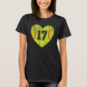 T-shirt Softball Heart Player 17 Softball Maman Papa Varsi