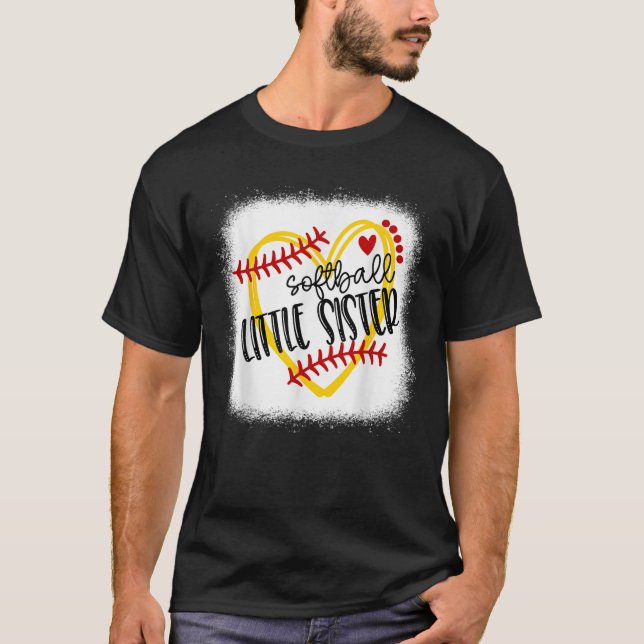 T-shirt Softball Heart Tee Cute Little Sister (Devant)