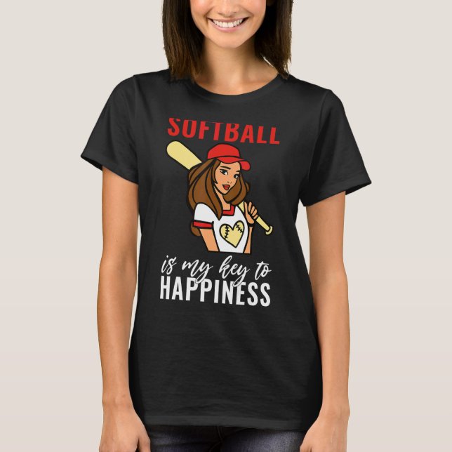 T-shirt Softball is my Key to Happiness   Softball (Devant)