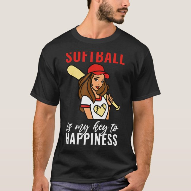 T-shirt Softball is my Key to Happiness   Softball (Devant)
