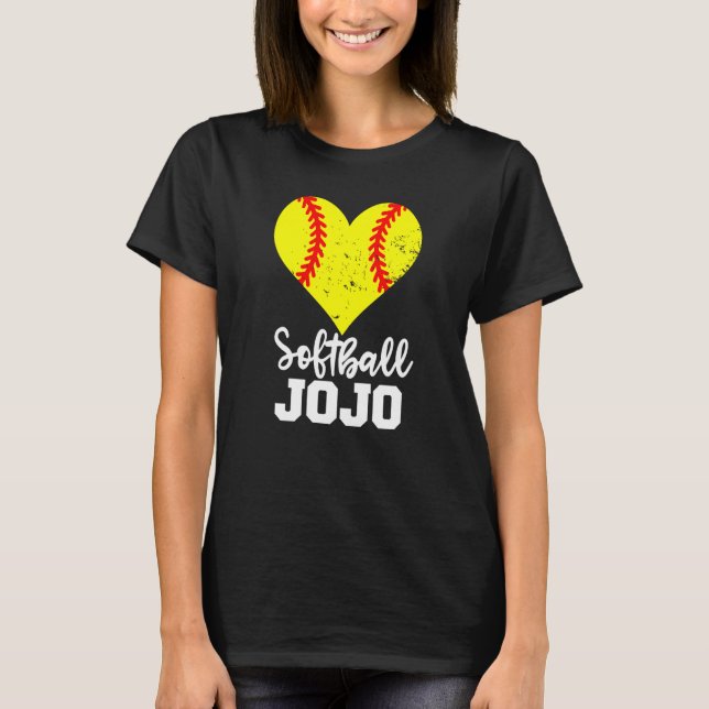 T-shirt Softball Jojo Softball Heart Grandma JoJo (Devant)