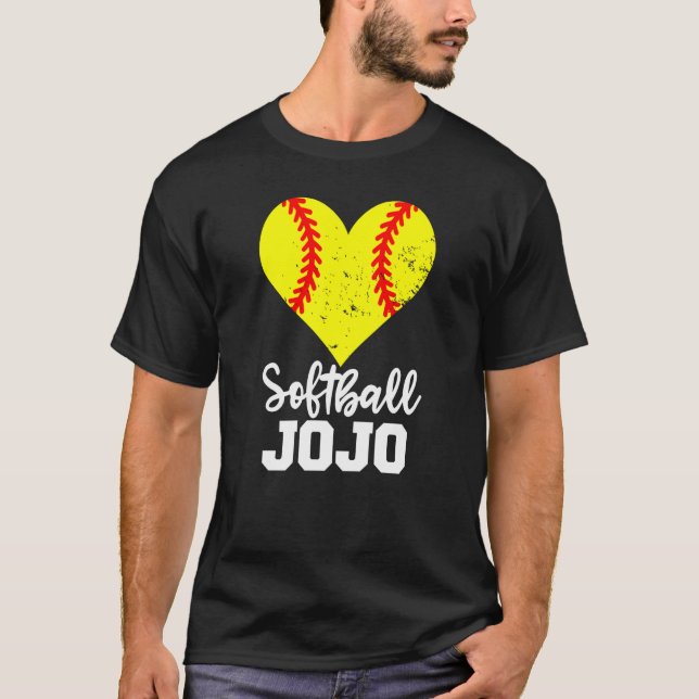 T-shirt Softball Jojo Softball Heart Grandma JoJo (Devant)