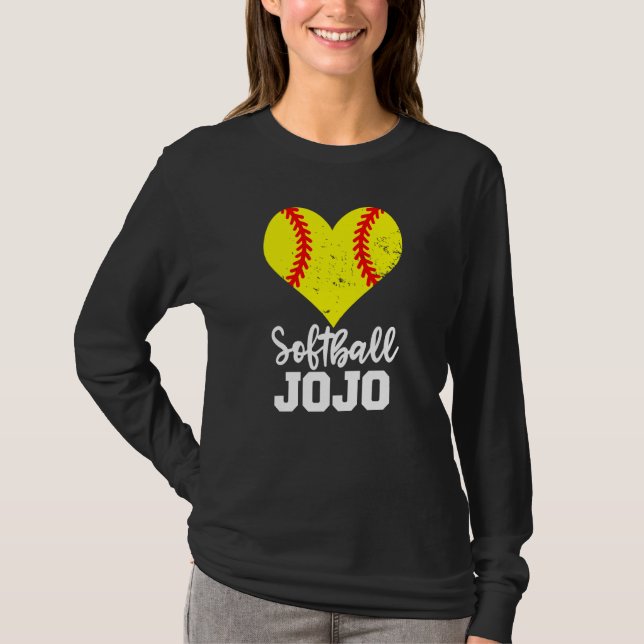 T-shirt Softball Jojo Softball Heart Grandma JoJo (Devant)