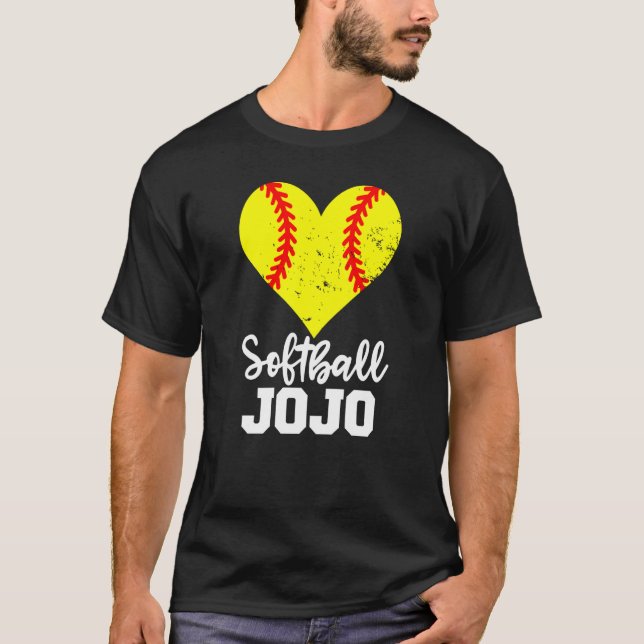 T-shirt Softball Jojo Softball Heart Grandma JoJo (Devant)
