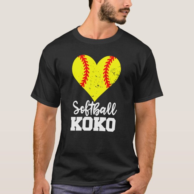 T-shirt Softball Koko Softball Heart Grandma Koko (Devant)