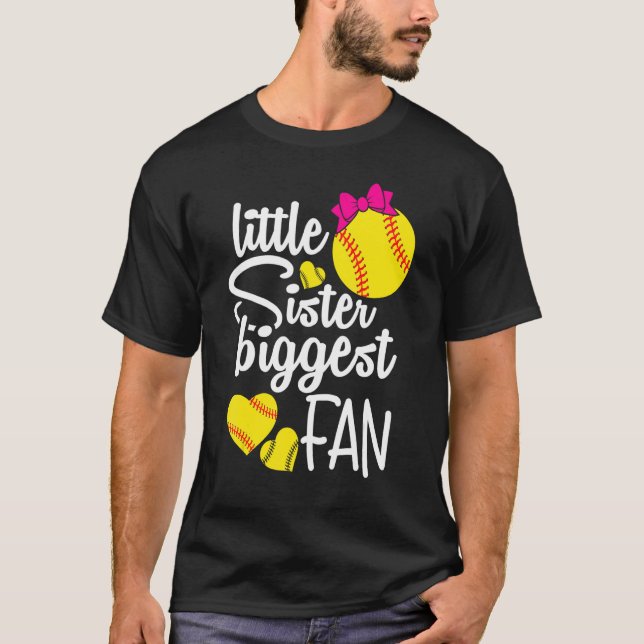 T-shirt Softball Little Sister Biggest Fan Teen Girls Soft (Devant)