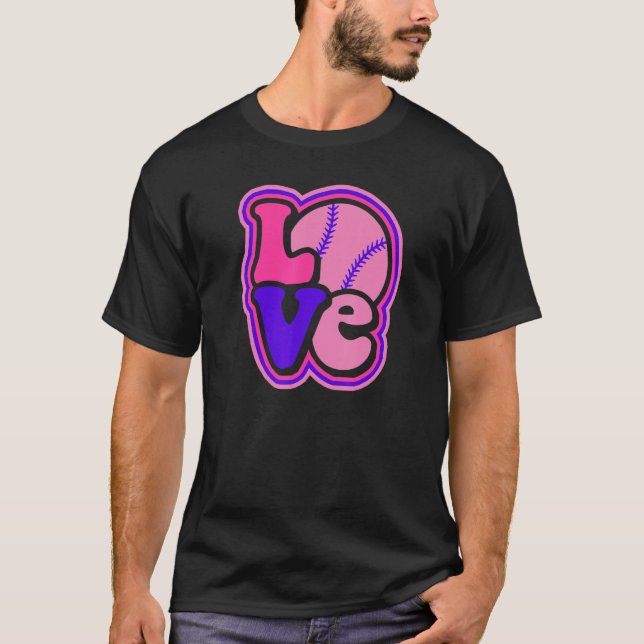 T-shirt Softball Love for Teen Girls & Women Purple & Pink (Devant)