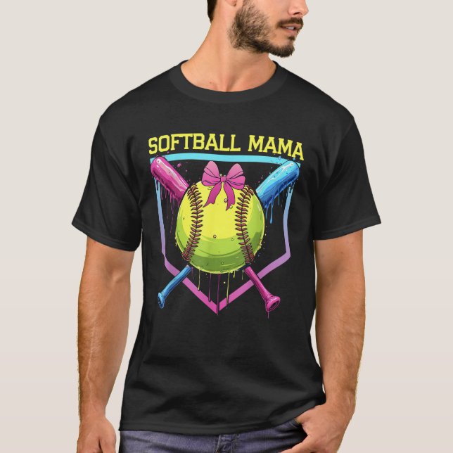 T-shirt Softball Mama Home Plate Drift Coquette Bow Femmes (Devant)