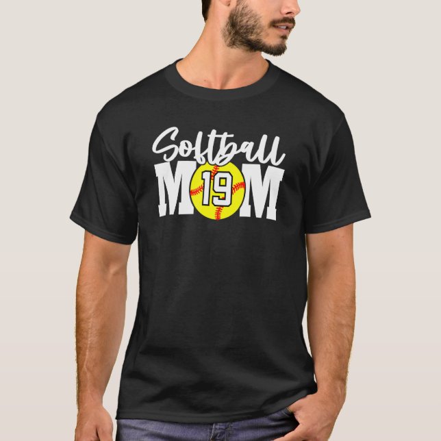 T-shirt Softball Maman Numéro 19 (Devant)