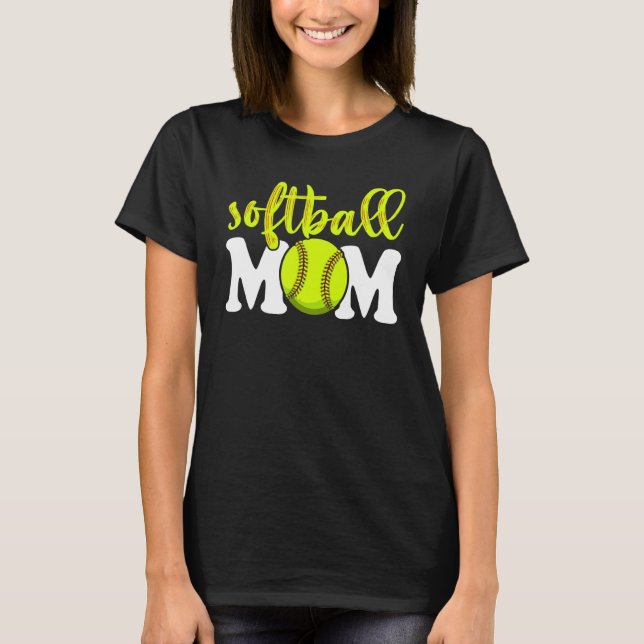 T-shirt Softball Maman Pour Femmes Mères Jour V Cou (Devant)