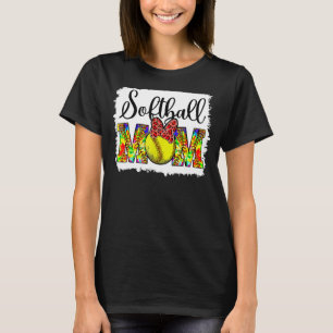 T-shirt Softball Maman Tie Dye Messy Bun Maman Vie Mignonn