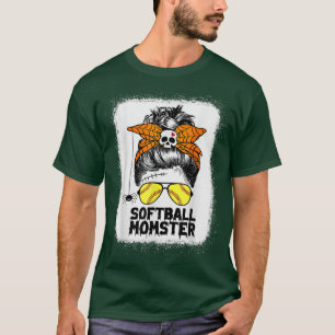 T-shirt Softball Maman Vie Messy Bun Halloween Femmes Soft
