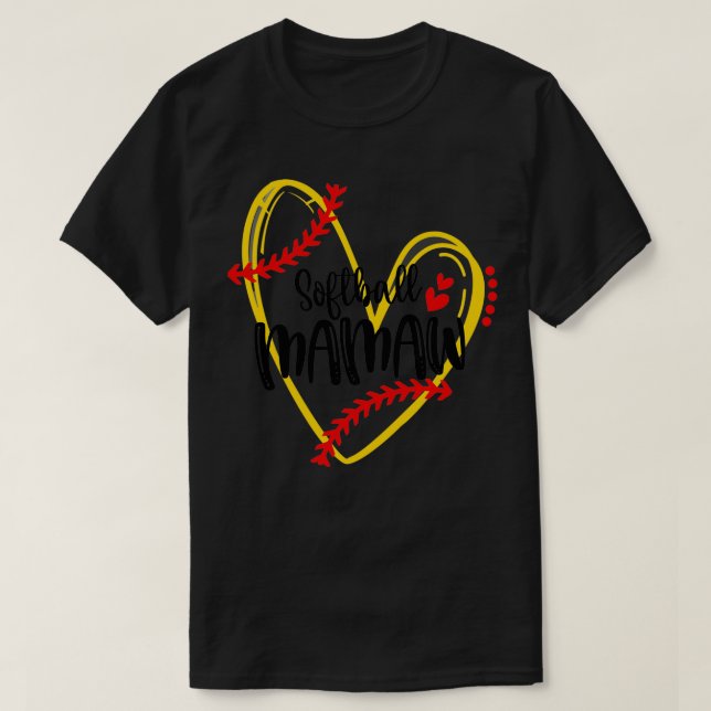 T-shirt Softball Mamaw Softball Heart (Design devant)