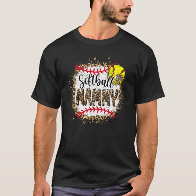 T-shirt Softball Mammy Leopard Bleached Mère's Day Jeu (Devant)