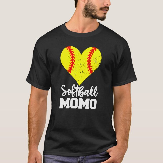 T-shirt Softball Momo Softball Heart Grandma Momo (Devant)
