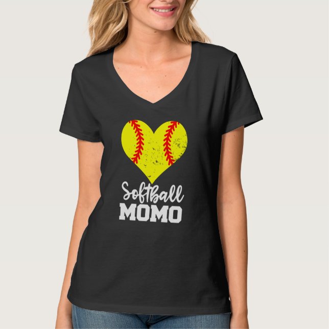 T-shirt Softball Momo Softball Heart Grandma Momo (Devant)