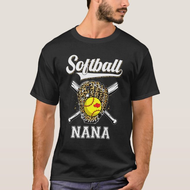 T-shirt Softball Nana Life Ball Leopard Jeu Jour Mères D (Devant)