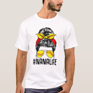 T-shirt Softball Nana Life Messy Bun Cheveux Sport Maman M