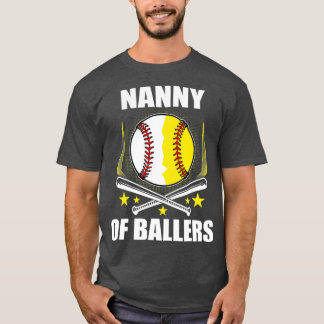 T-shirt Softball Nanny De Baseball Des Pères De Balles Mèr