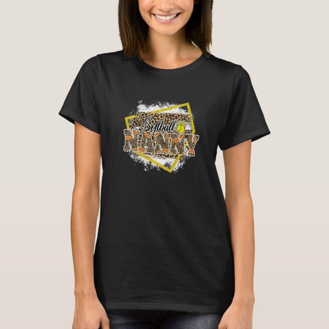 T-shirt Softball Nanny Leopard Bleached Family Matching   (Devant)