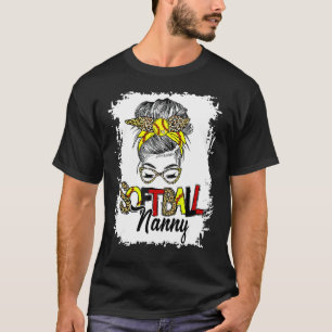 T-shirt Softball Nanny Life with Leopard Messy Bun Mother'