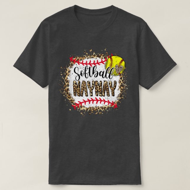 T-shirt Softball Naynay léopard blanchi mamans jeu de jour (Design devant)