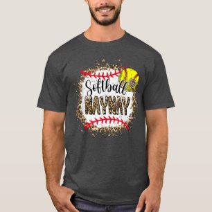 T-shirt Softball Naynay léopard blanchi mamans jeu de jour