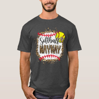 T-shirt Softball Naynay léopard blanchi mamans jeu de jour