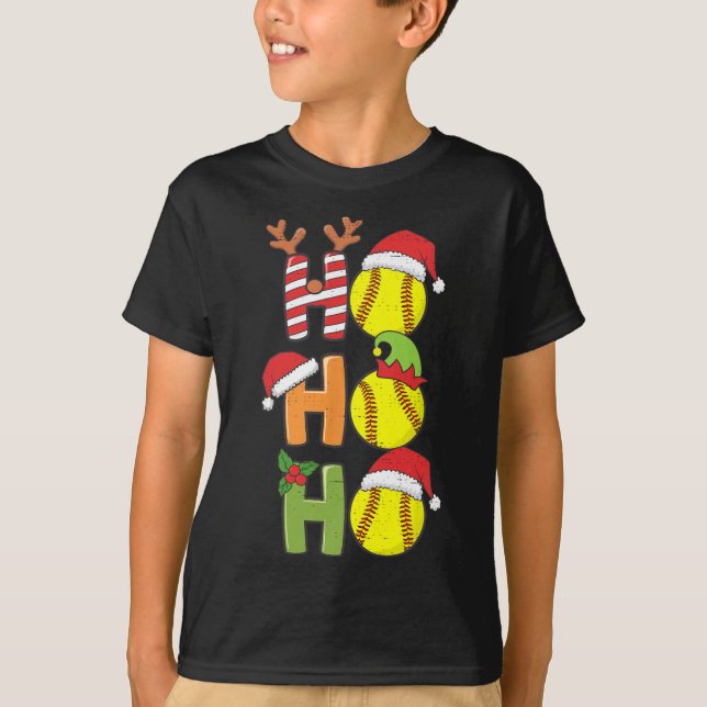 T-shirt Softball Noël Ho Ho Softball Xmas Sport Me (Devant)
